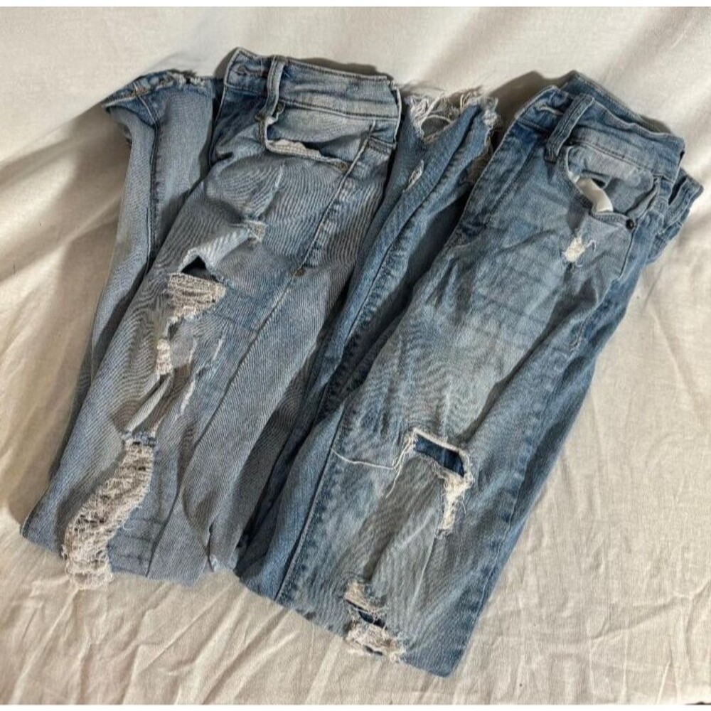 Mudd Womens Blue Jeans High Rise Angle Jegging Distressed Stretch Size 3 Pair